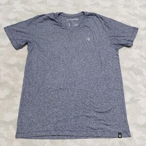 Forged Shirt Mens Large Blue V-Neck Short Sleeve